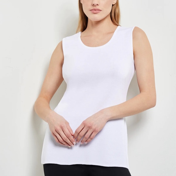 Misook Tops - MISOOK long classic knit tank top white